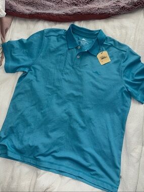 Tommy Bahamas Men's Bright Teal Short-Sleeve Polo